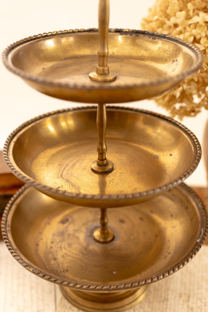 Three Tiered Brass Serving Tray