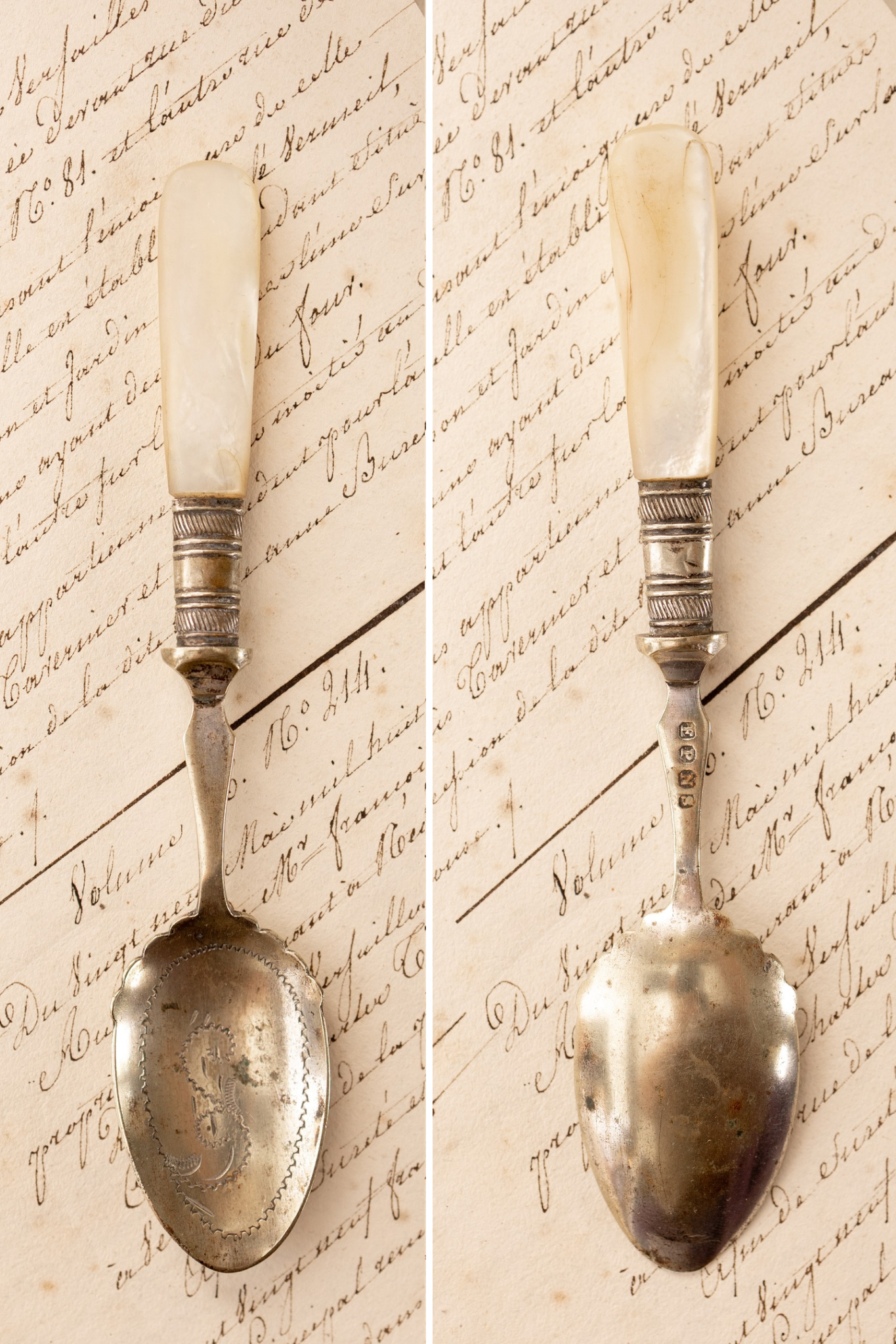 Antique Mother-of-Pearl Handle Spoons (Sold Individually)