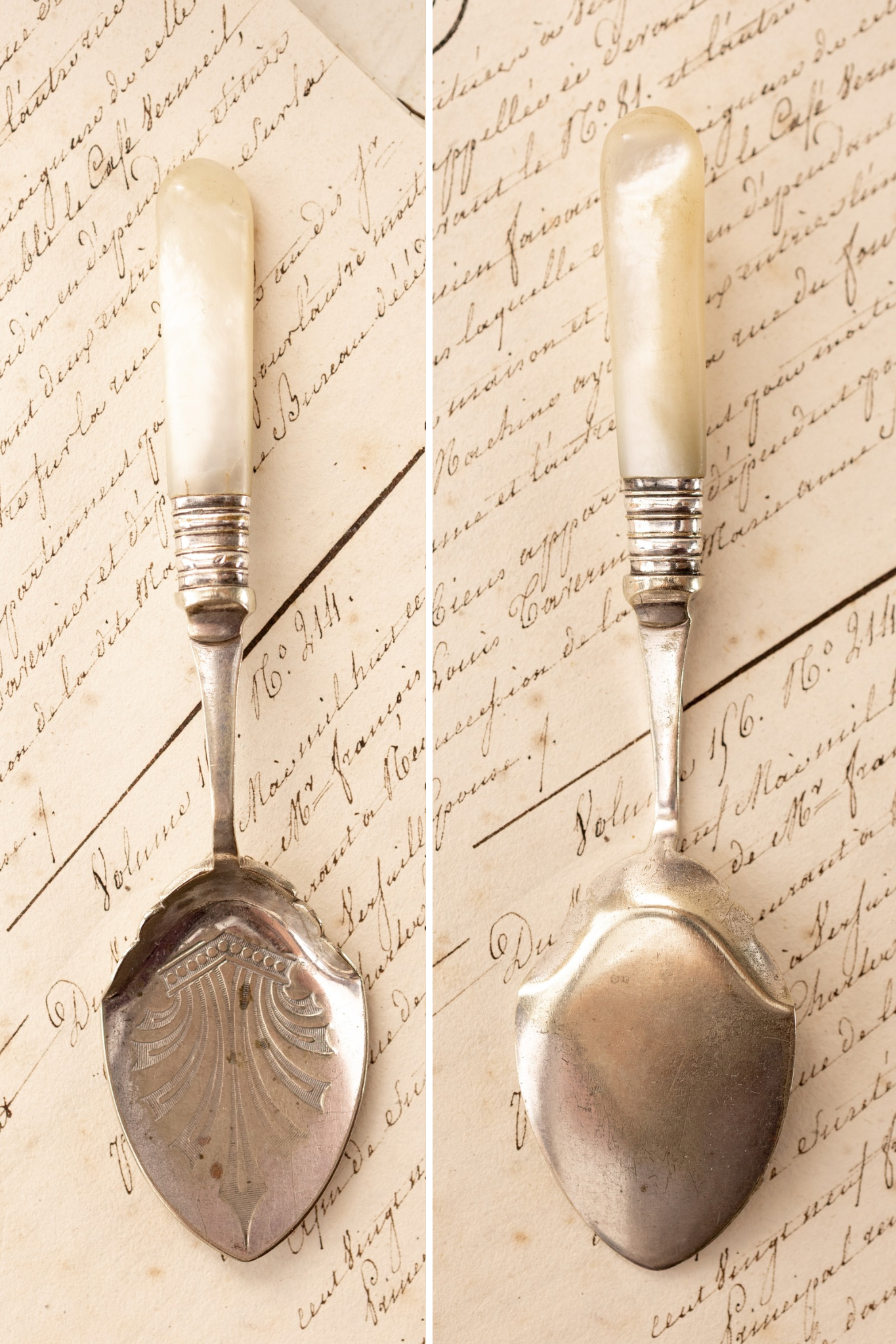 Antique Mother-of-Pearl Handle Spoons (Sold Individually)