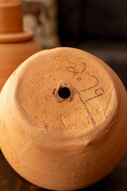 Vintage Hewell’s Pottery Terracotta Jack o’ Lanterns — Pair