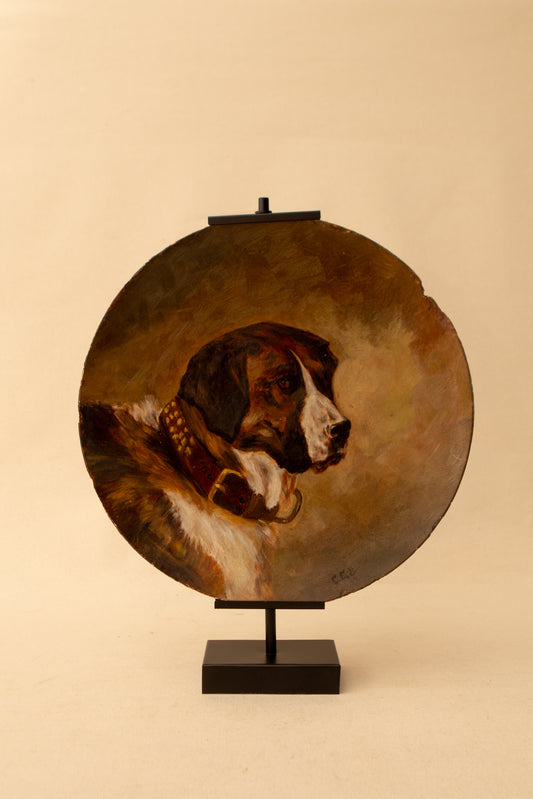 Dog Portrait Oil on Concave Board