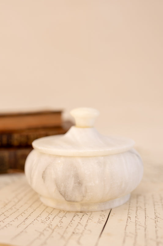 Round Lidded Alabaster Dish