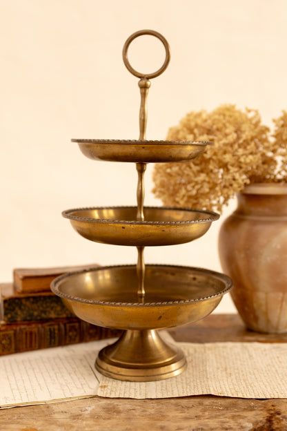Three Tiered Brass Serving Tray