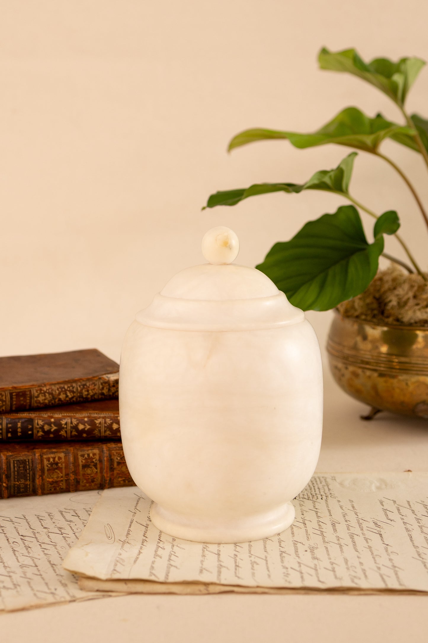 Large Alabaster Lidded Jar