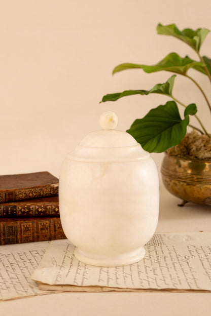 Large Alabaster Lidded Jar