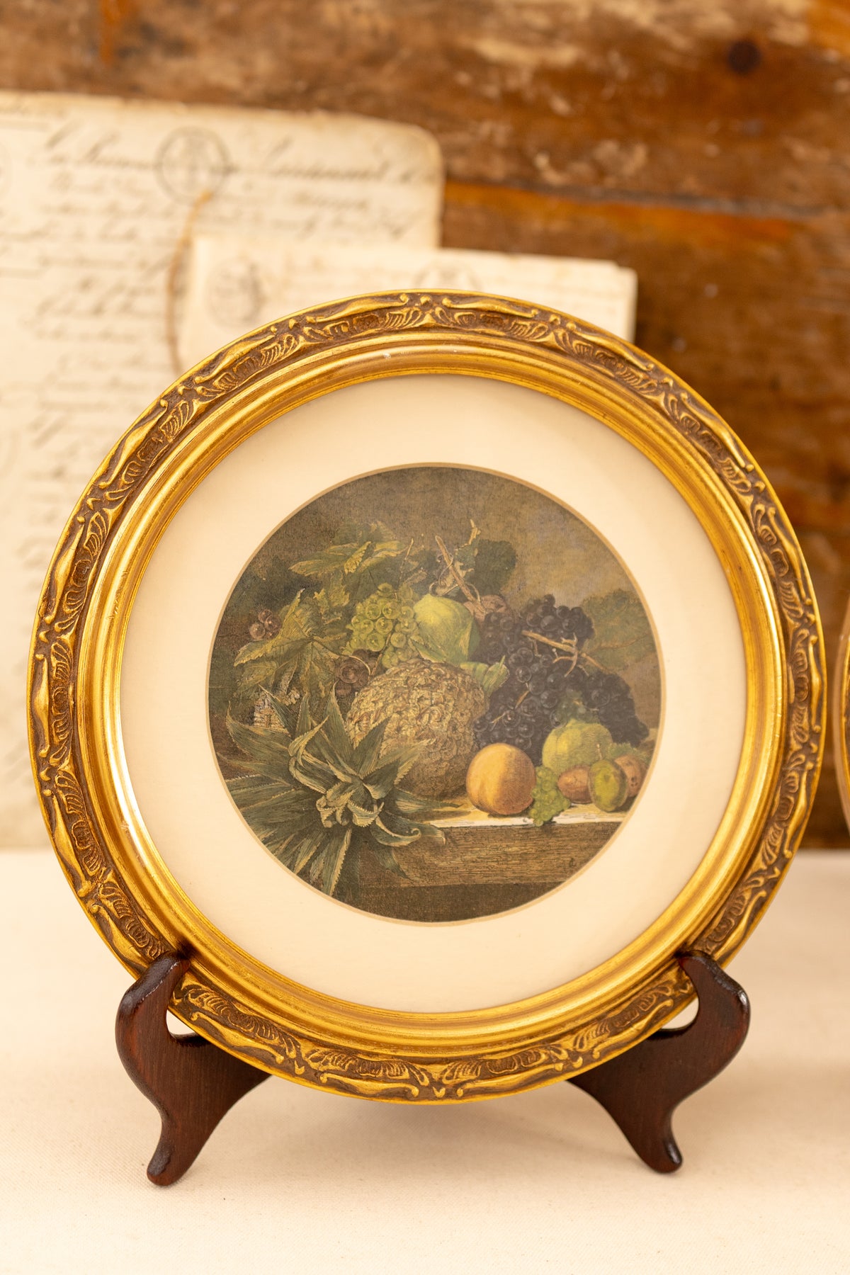 Pair of Round Still Life Engravings