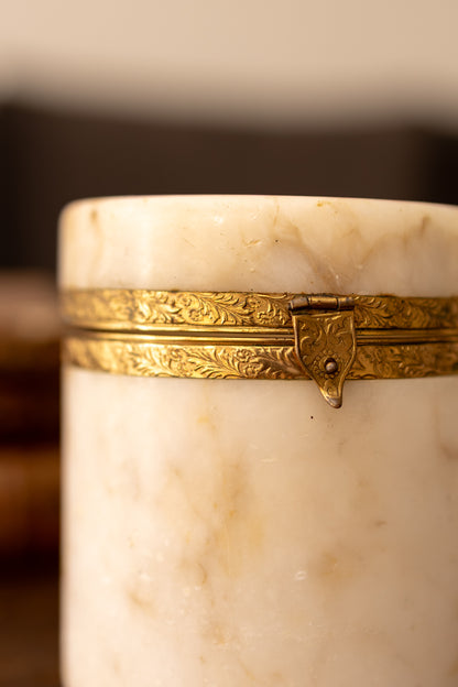 Alabaster Jar with Brass Mounted Lid