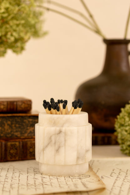 Ribbed Alabaster Matchstick Holder