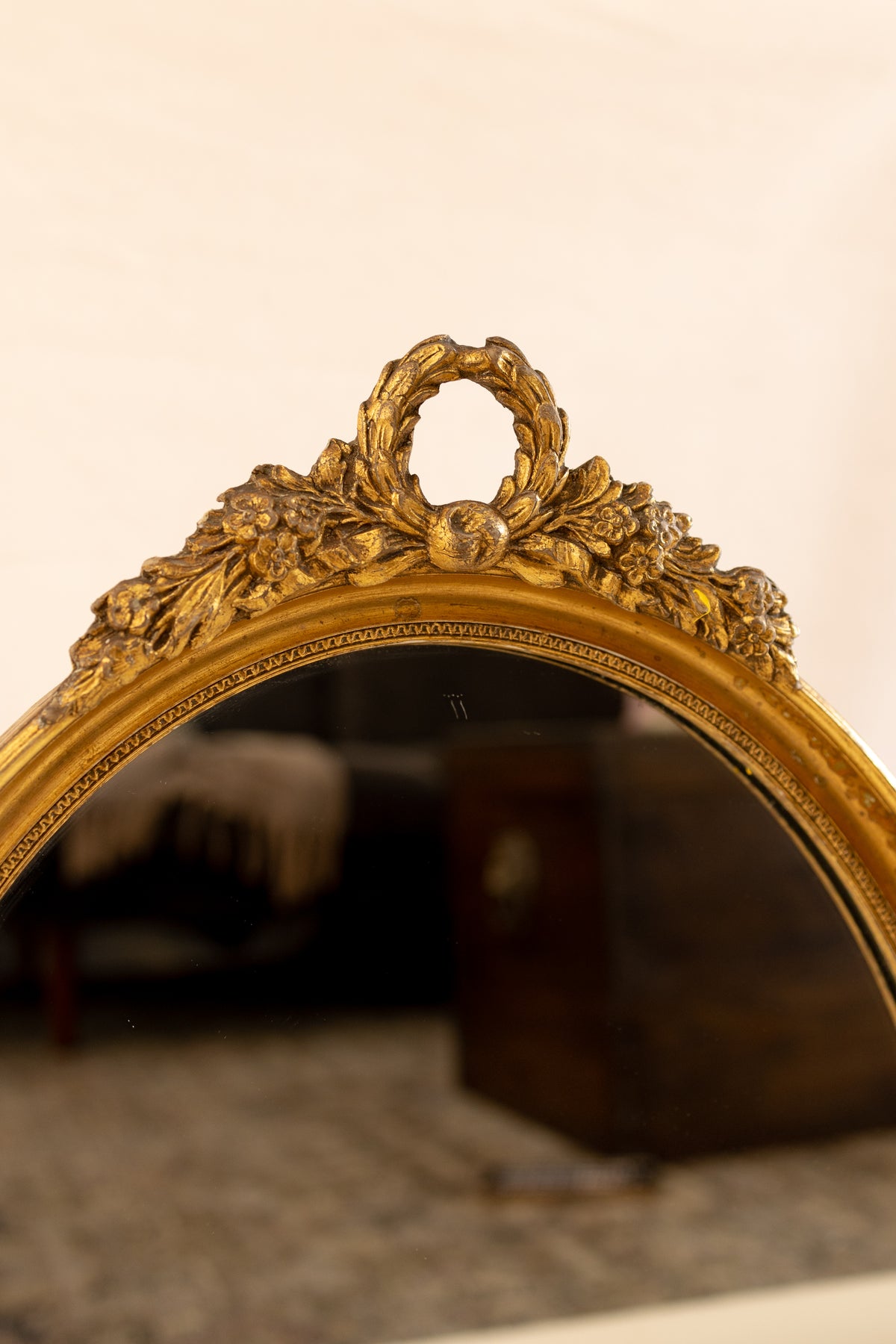 Antique French Gilt Oval Mirror