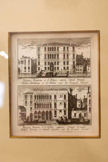 Set of Six Framed Venetian Architectural Engravings