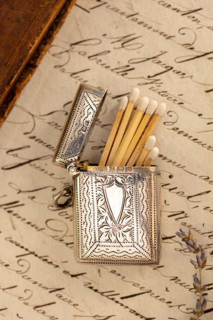 Antique English Silver Match Safe/Vesta Case
