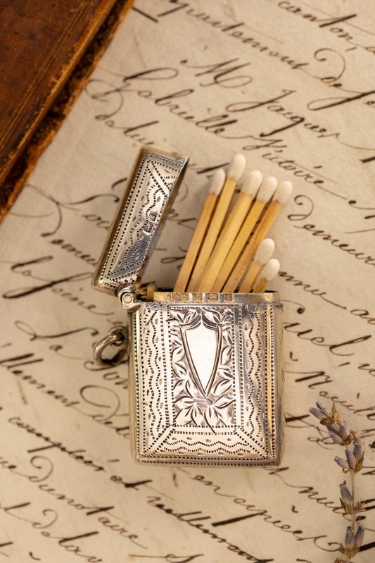 Antique English Silver Match Safe/Vesta Case