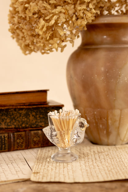 French Glass Hen Egg Cup Matchstick Holder