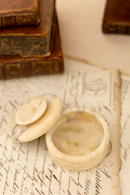 Floral Top Alabaster Lidded Dish