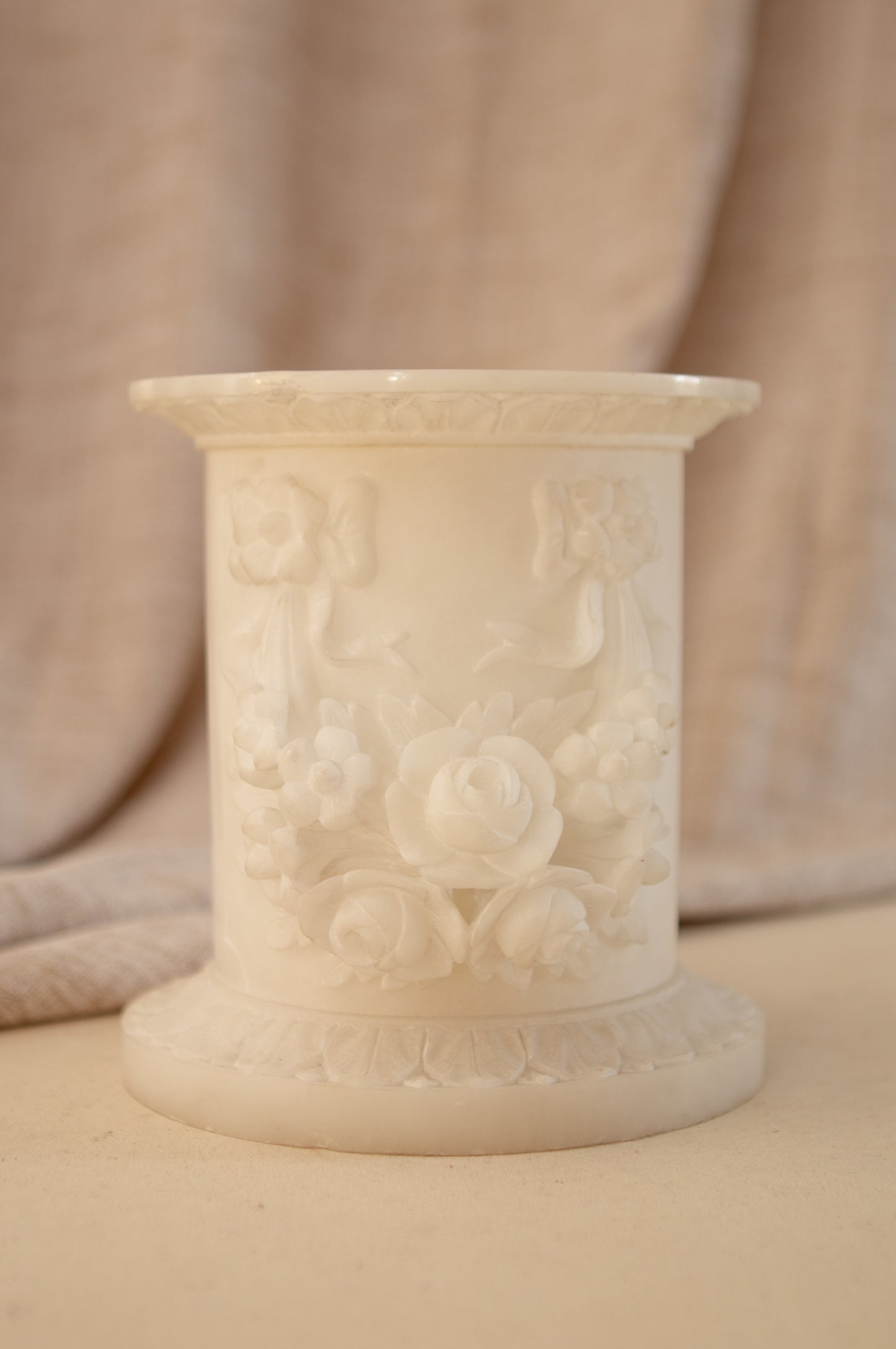 Carved Alabaster Pedestal