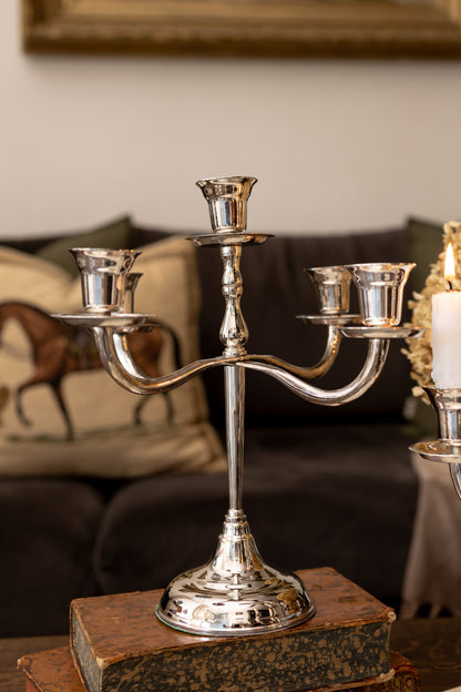 Pair of Silver Plated Five Arm Candelabras