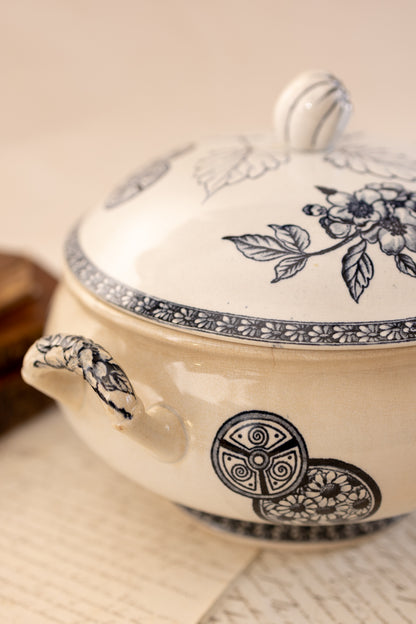 Antique French Blue Transferware Tureen