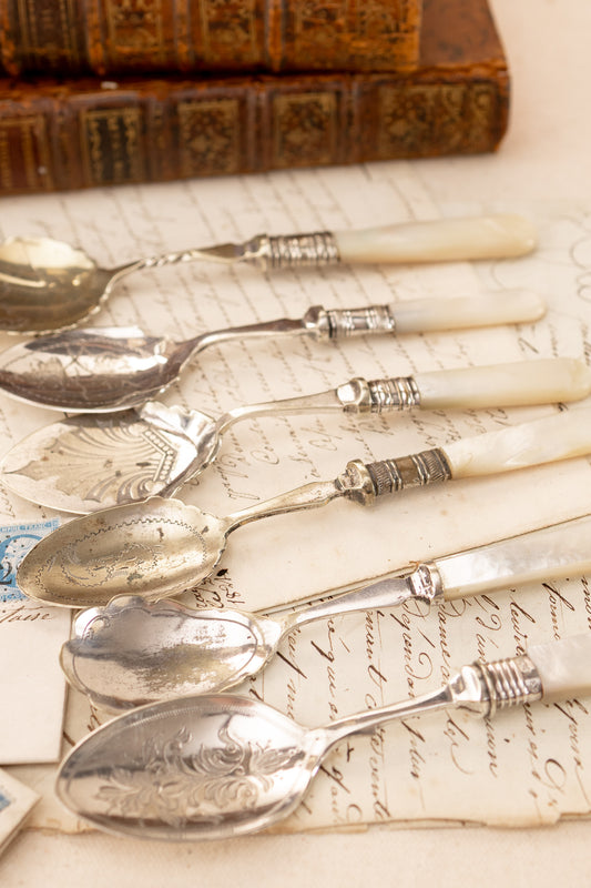 Antique Mother-of-Pearl Handle Spoons (Sold Individually)
