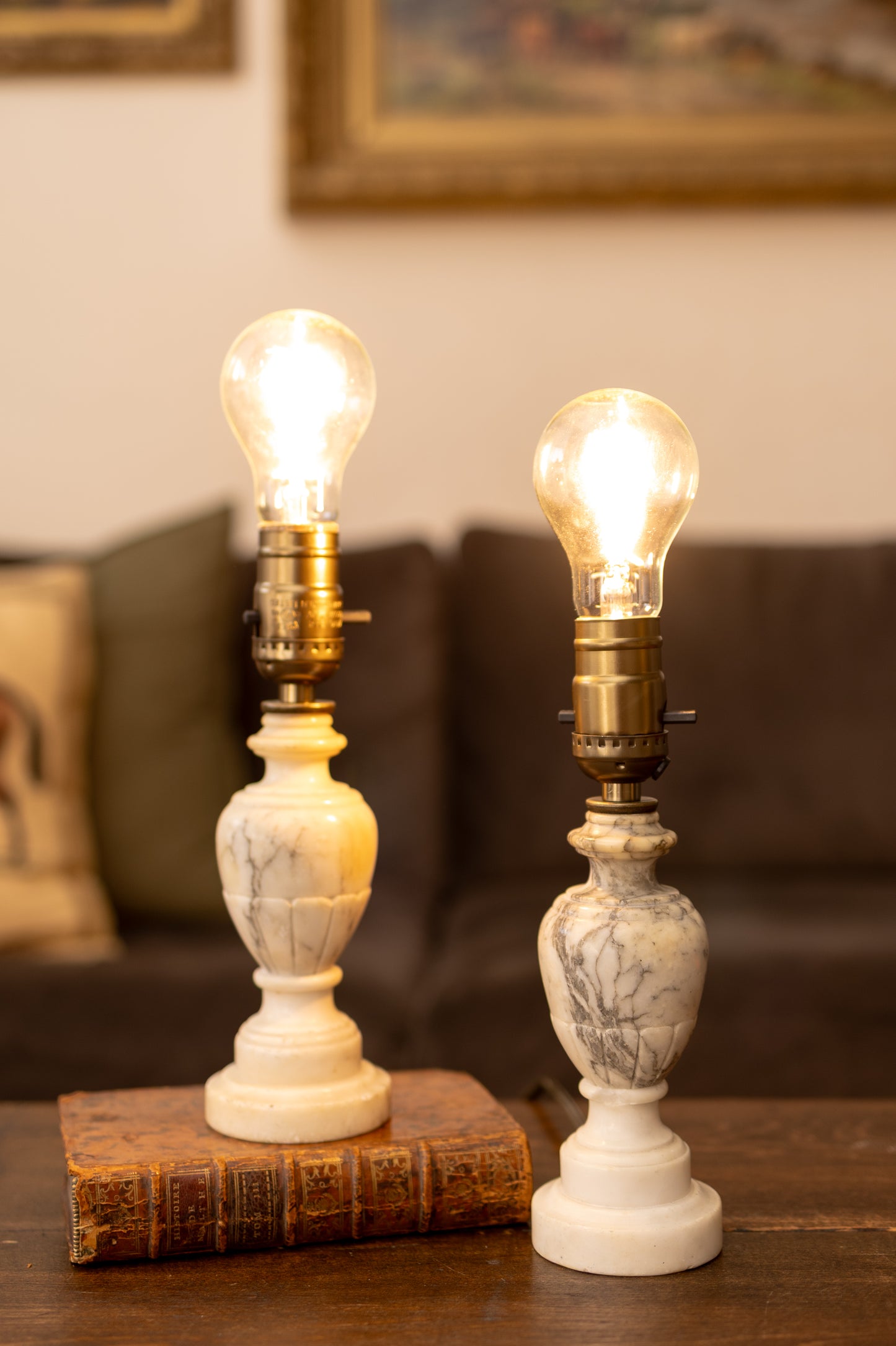 Pair of Mini Alabaster Lamps