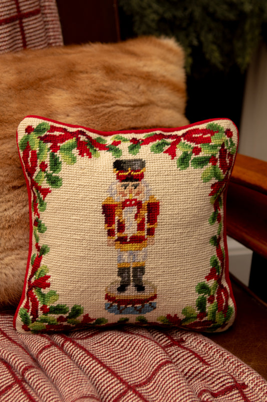 Small Needlepoint Nutcracker Pillow
