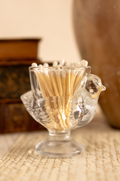 French Glass Hen Egg Cup Matchstick Holder
