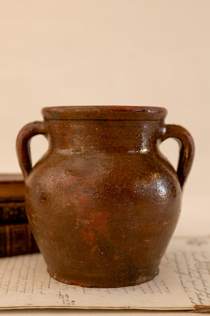 Brown Glazed Terracotta Two Handled Vase