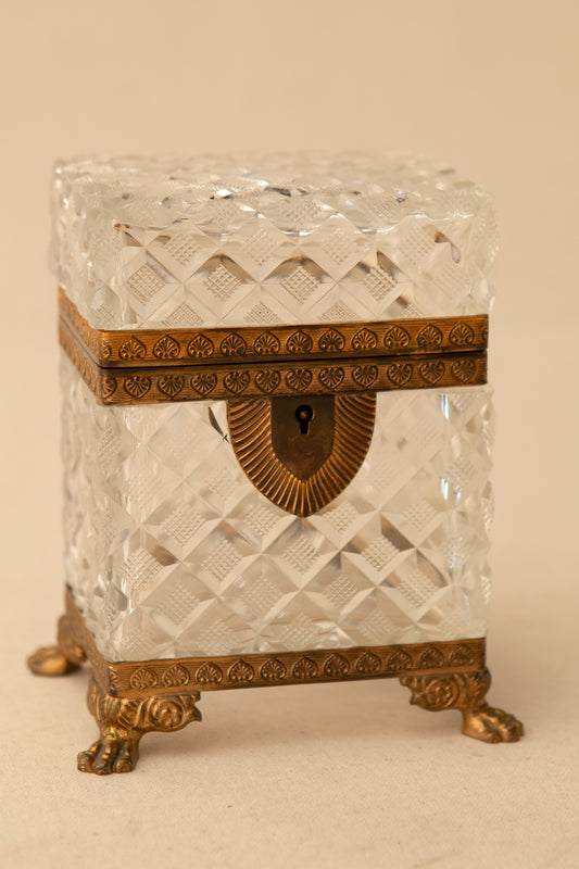Bronze-Mounted Cut Crystal Jewelry Casket
