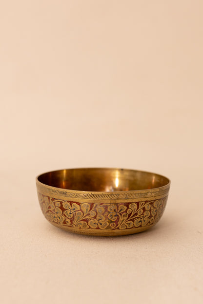 Brass & Red Enamel Bowl