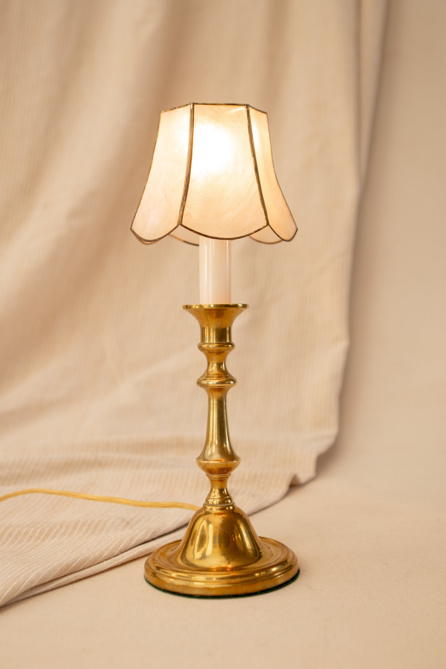Heavy Brass Candlestick Lamp