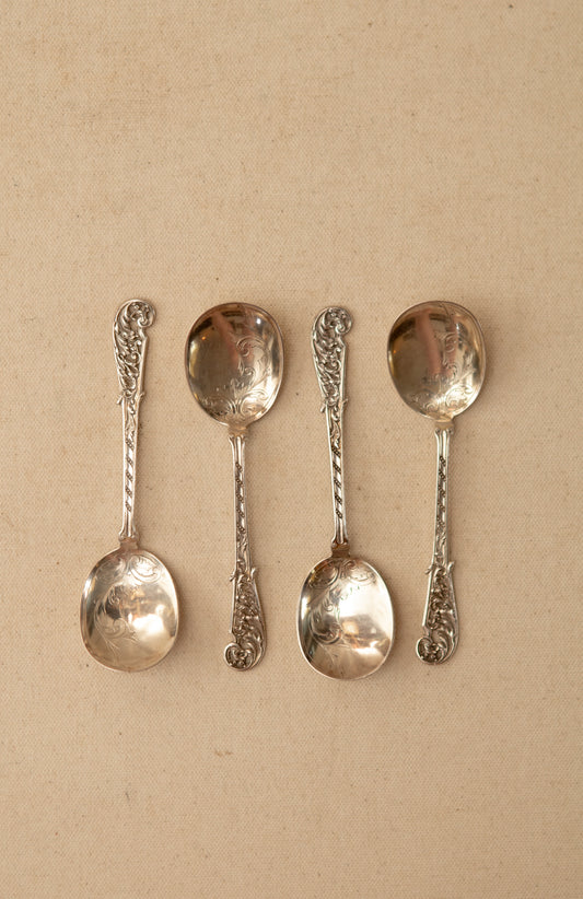Silver Plated Spoons with Intricate Details