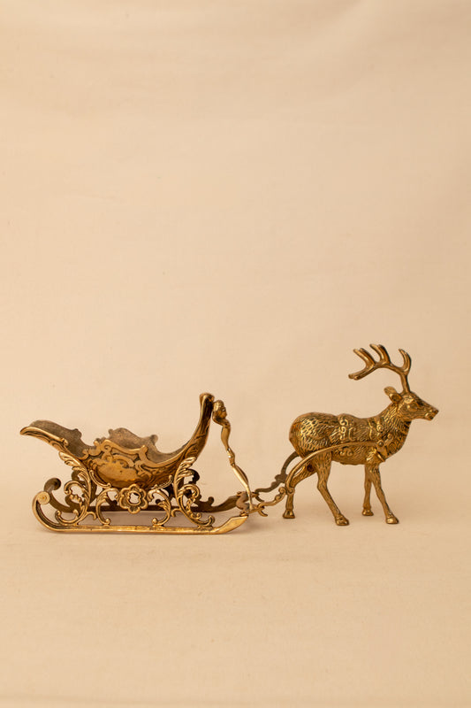 Brass Deer & Sleigh