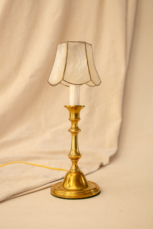Heavy Brass Candlestick Lamp