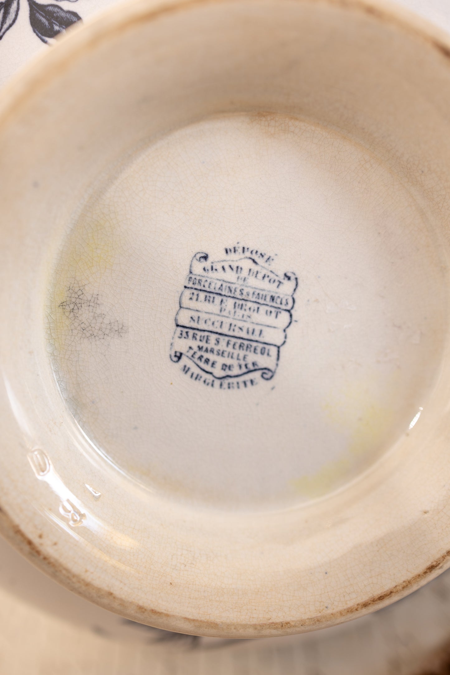 Antique French Blue Transferware Tureen