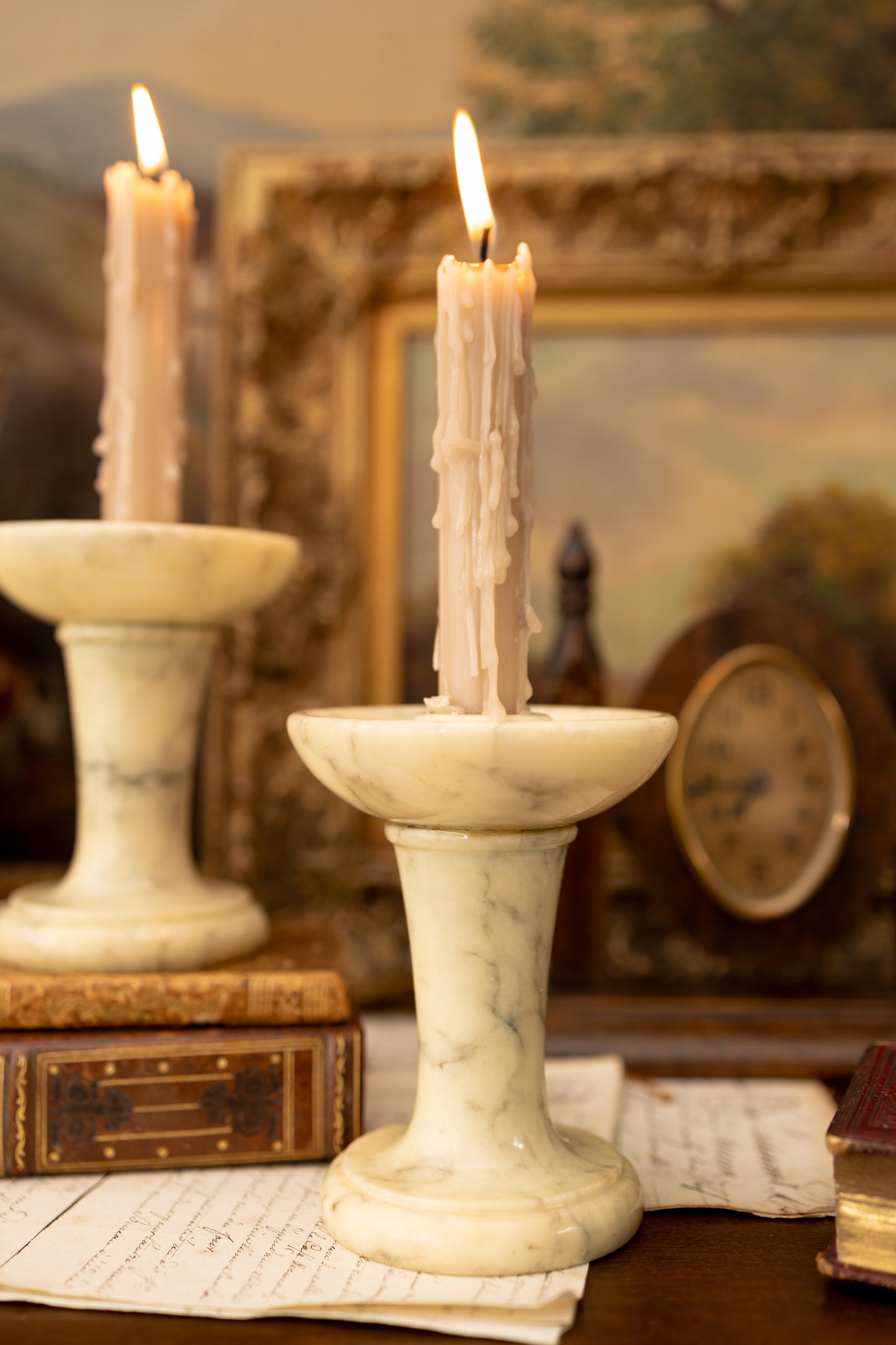 Pair of Alabaster Candlesticks