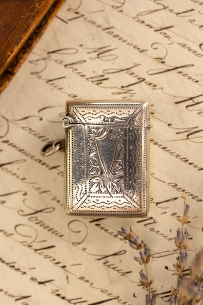 Antique English Silver Match Safe/Vesta Case