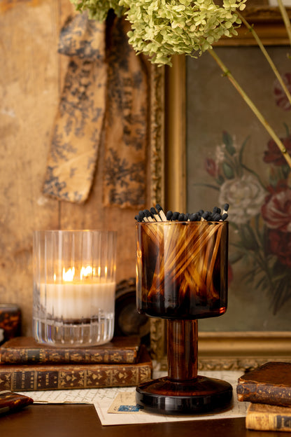Hand Blown Tortoise Glass Pedestal Vessel