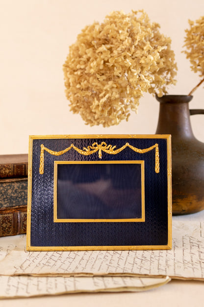 English Brass & Blue Enamel Picture Frame