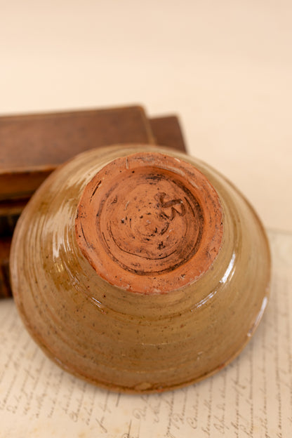 Green Glaze Studio Pottery Bowl
