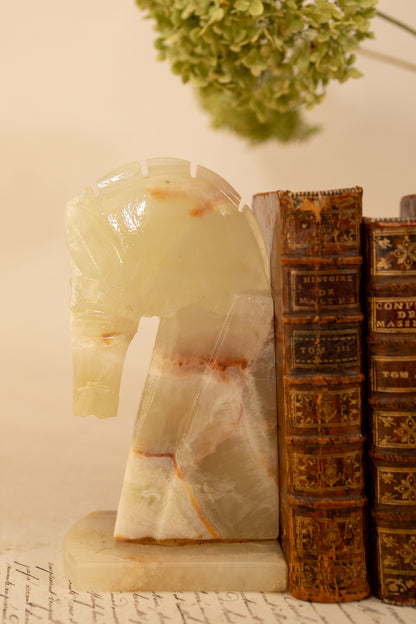 Green Onyx Horse Bookends