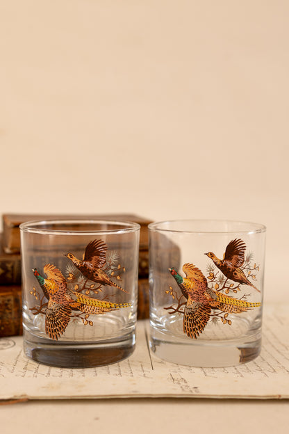 Pair of Pheasant Whiskey Glasses