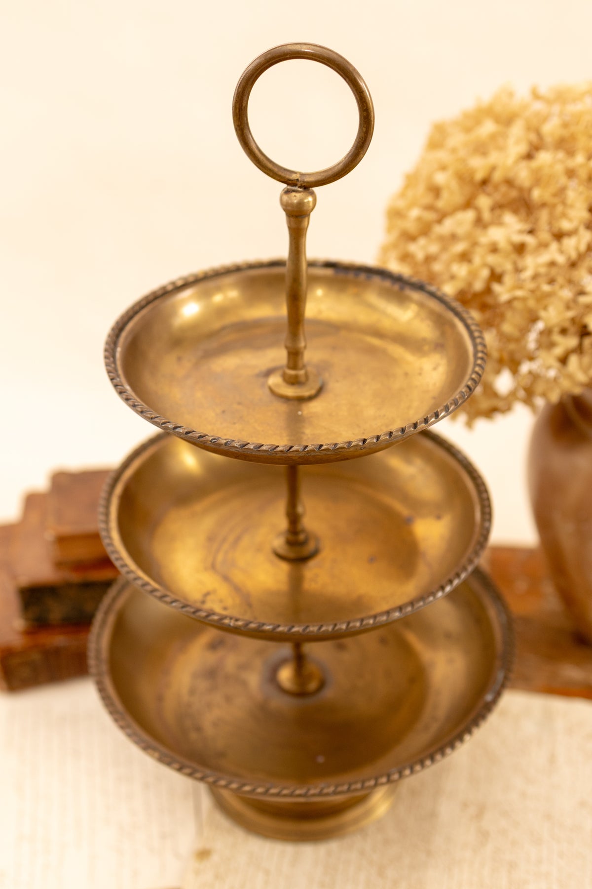 Three Tiered Brass Serving Tray
