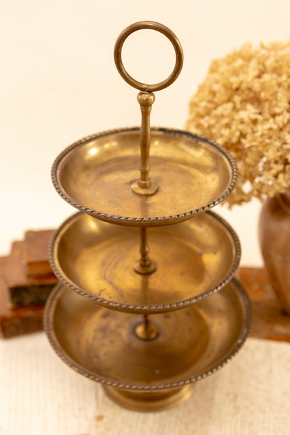 Three Tiered Brass Serving Tray
