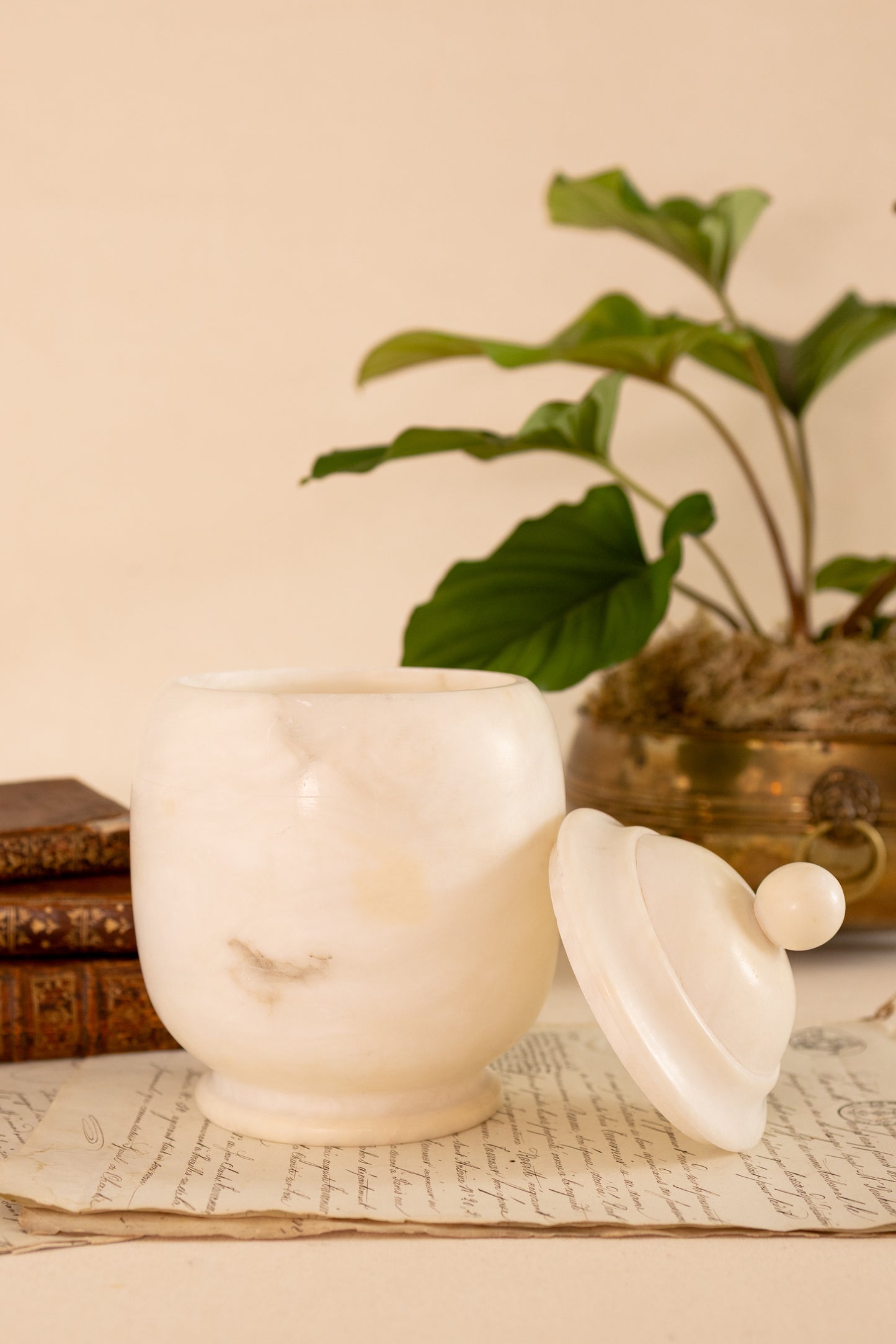 Large Alabaster Lidded Jar