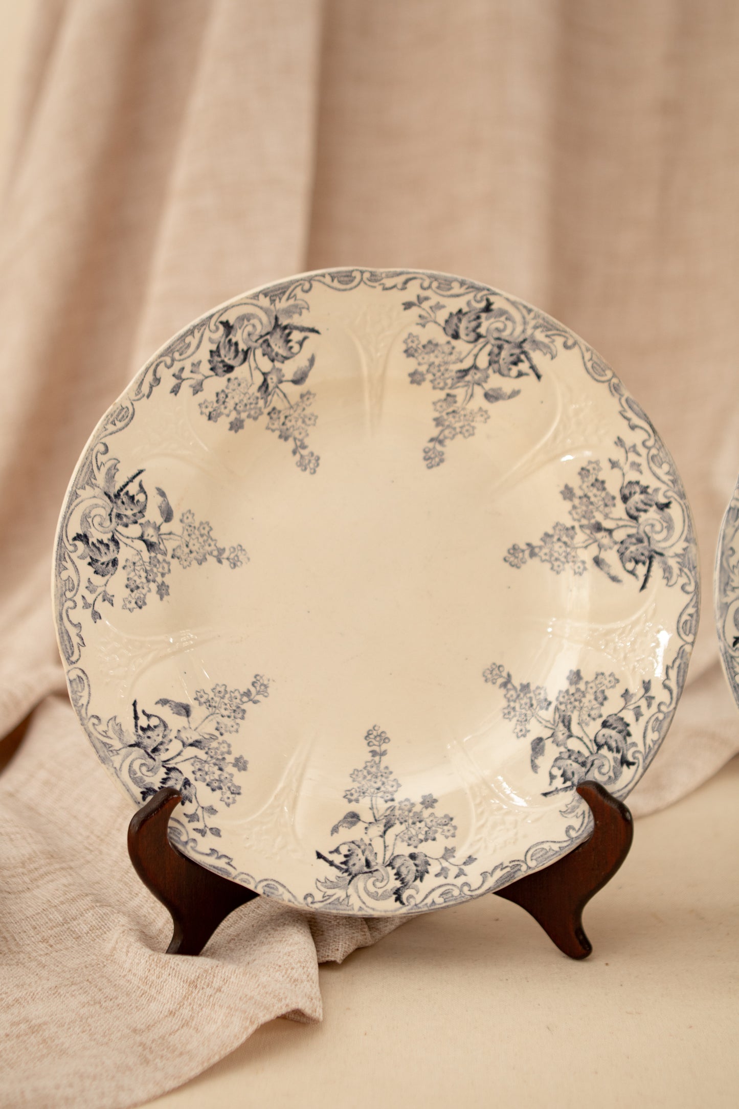 Set of Two Blue Transferware Plates