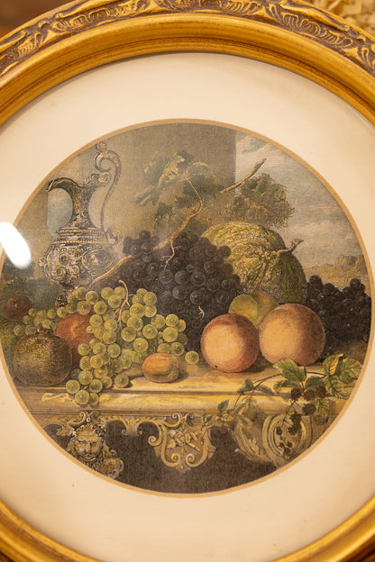 Pair of Round Still Life Engravings