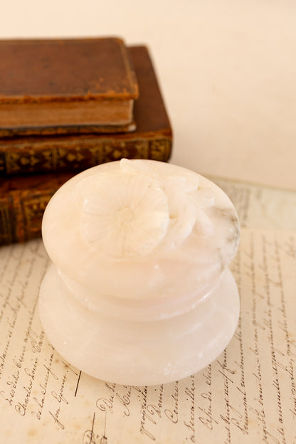 Floral Lidded Alabaster Jar