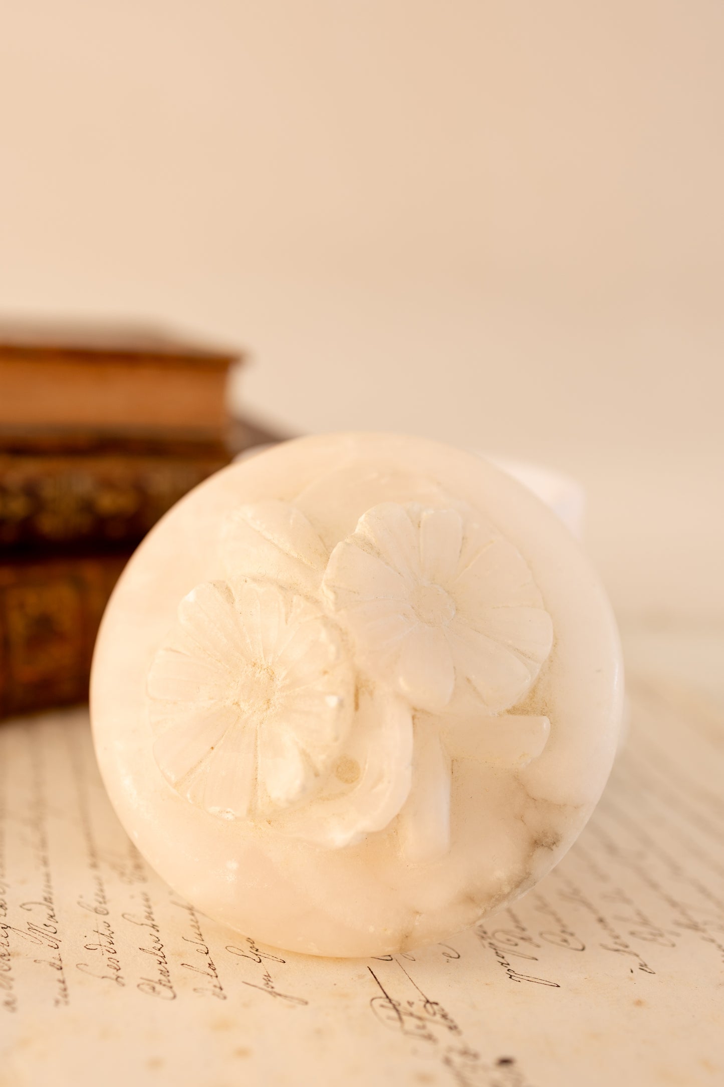 Floral Lidded Alabaster Jar