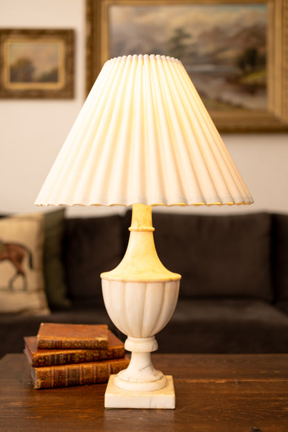 Carved Alabaster Urn Lamp