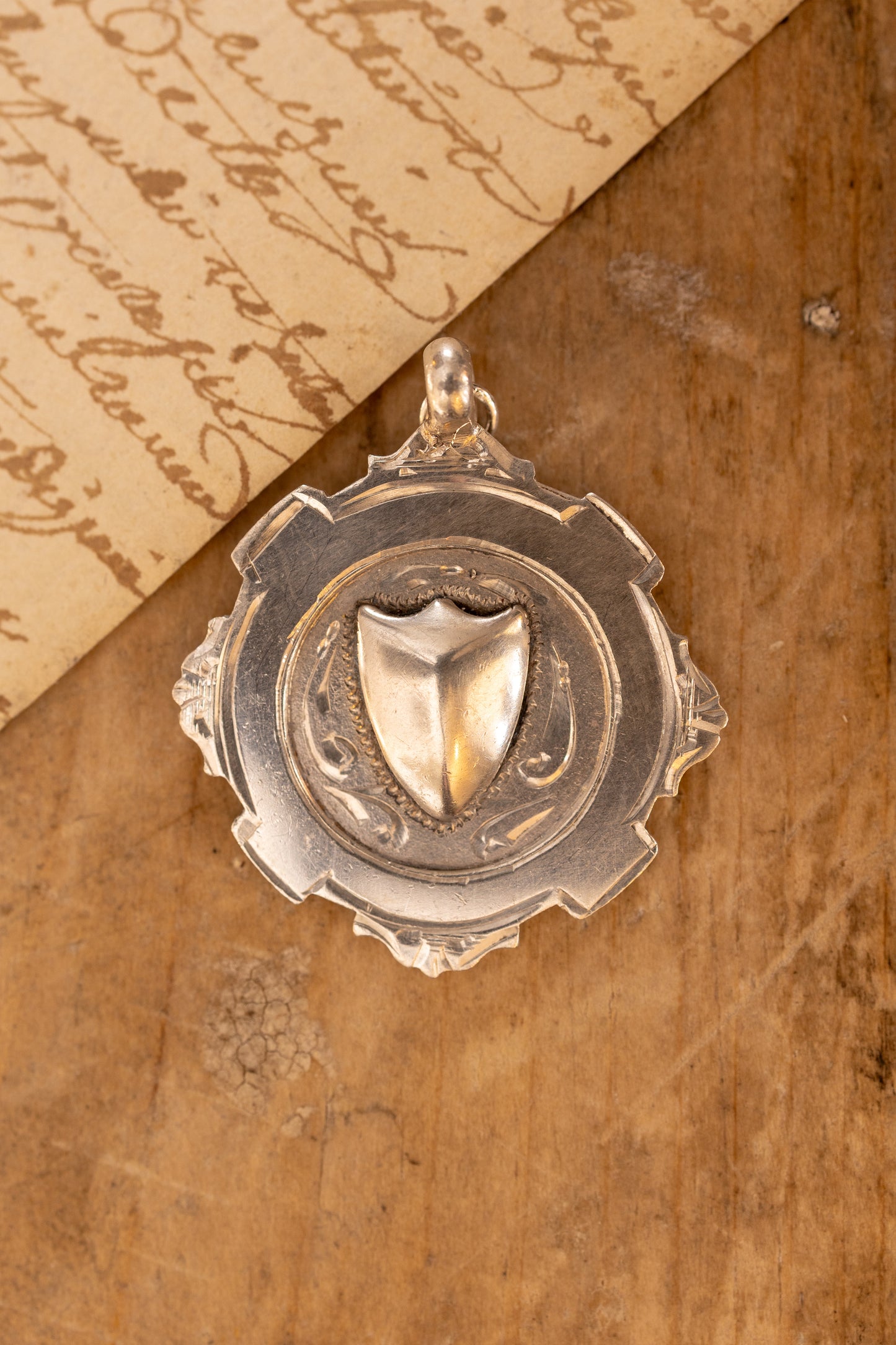 Sterling Silver Engraved Shield Fob