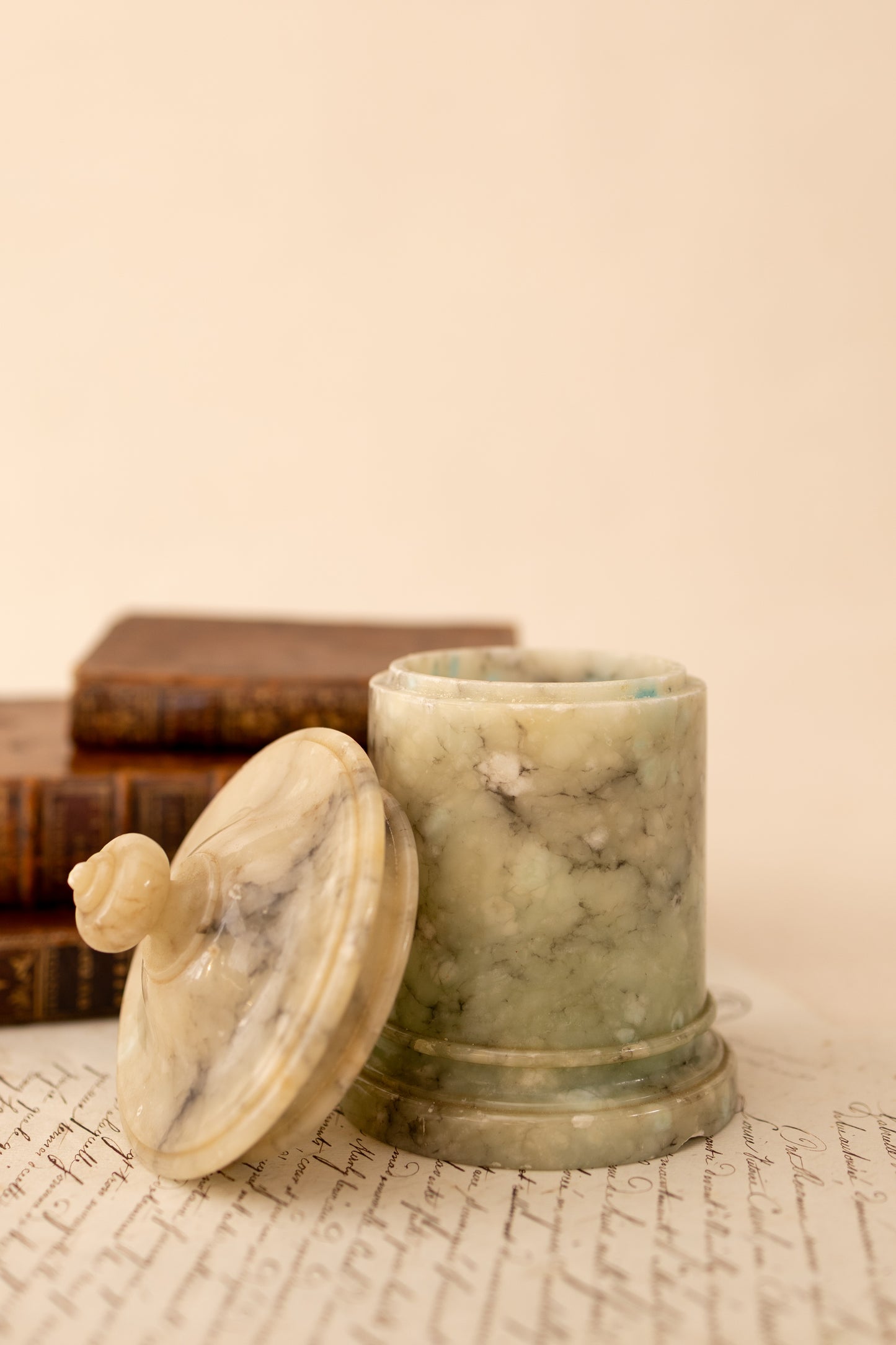 Alabaster Lidded Canister
